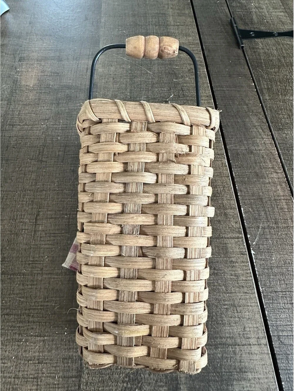 Vintage Woven Basket with Fabric Bow